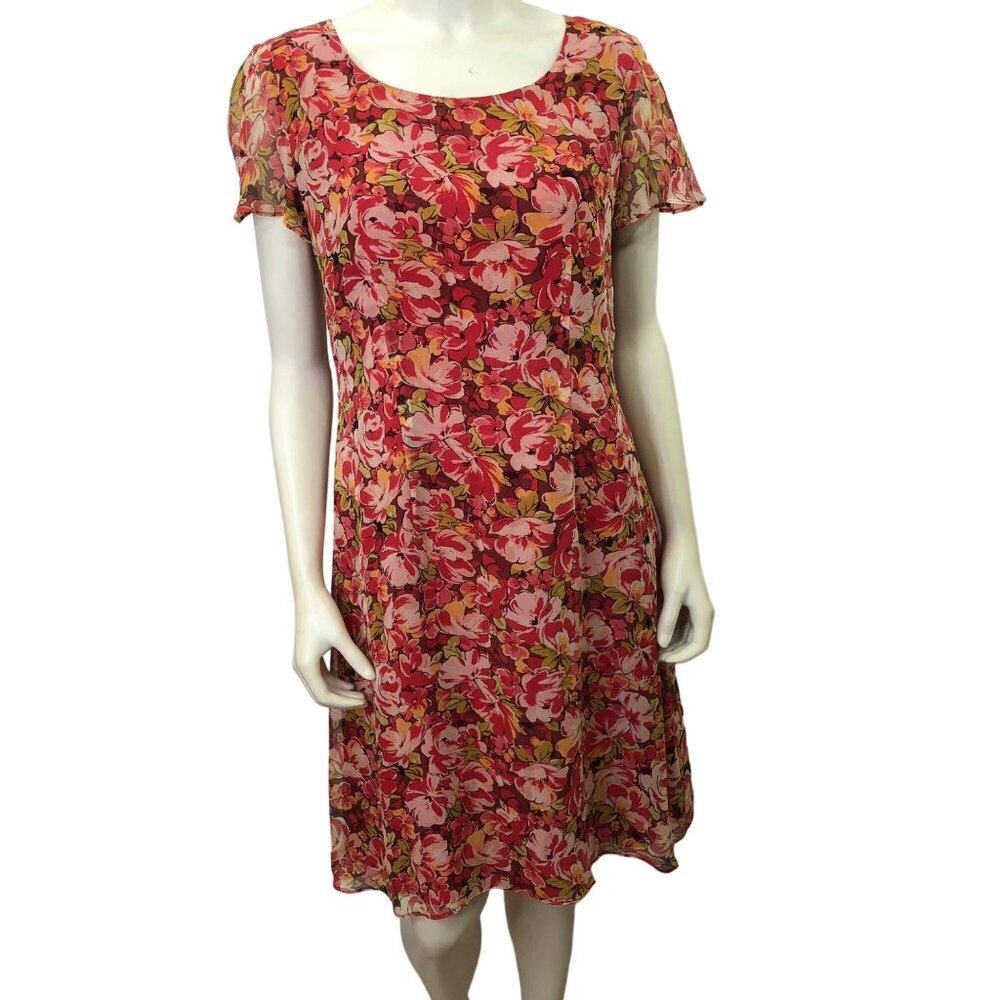 COLD WATER CREEK FLORAL PRINT 100% silk DRESS SIZE 10P